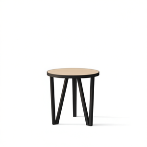 Modern Round Coffee <b>Table</b> With Black Mdf Top And Powder Coated Steel Legs For Living Room Furniture - Product Image 1