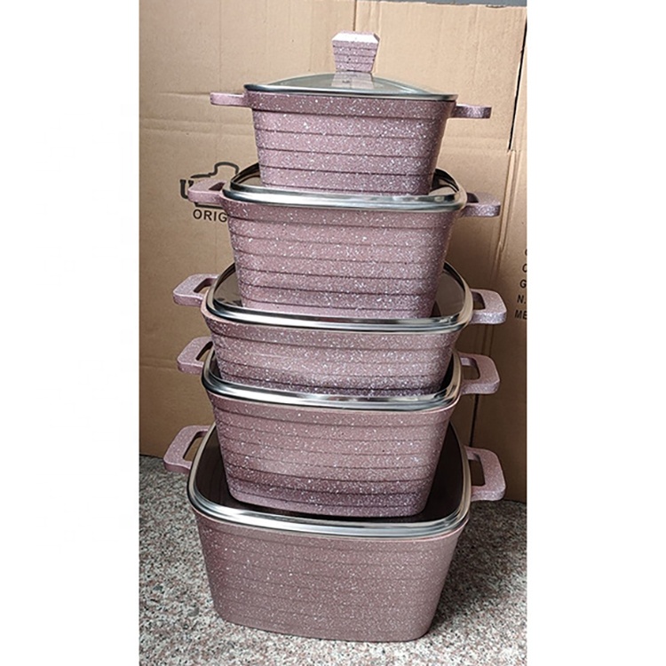 2021 набор посуды, 14 шт. гранитное Мраморное покрытие, литье под давлением, без сиденья, carsseroles и посуда, набор кухонной утвари, горшки для готовки