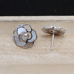 Ensemble de bijoux fantaisie 5393 - Argent 925, motif coquillage et fleur, avec 5-6 éléments pour boucles d'oreilles, perles DIY, pendentifs vides 9-11 mm et pendentifs rose, accessoires - Product Image 3