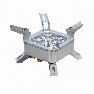 Réchaud à gaz portable en acier inoxydable, pliable, pour le camping et la cuisine en plein air, 4 brûleurs, design compact - Product Image 1