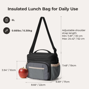 Sac isotherme portable sans BPA avec fermeture éclair, sac de voyage isolé en polyester 600D, sac isotherme souple et boîte à lunch - Product Image 1