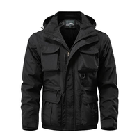 Veste Safari Vintage Hiver en Toile avec Poches Cargo 3D, Écologique, Respirante, Coupe Ample, Teinte, Zippée sur le Devant pour Homme