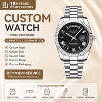 Montre de luxe en acier inoxydable à quartz, étanche 5 ATM, chiffres romains, calendrier, montre-bracelet tendance pour homme