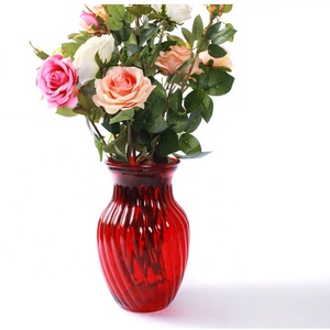 12x20.5cm Large <strong>Red</strong> Glass Flower <strong>Vase</strong> - Product Image 2