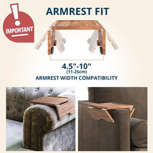 Plateau de table en bois d'acacia avec support de téléphone et de tablette Plateau de bras de canapé à clipser Table d'appoint de canapé parfaite pour canapé de salon - Product Image 3