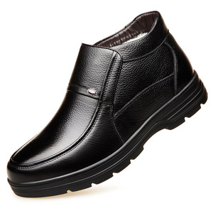 Bottes de neige d'hiver pour hommes, chaussures chaudes en cuir de vache doublées de polaire épaisse noire pour le froid du nord-est de la Chine - Product Image 5