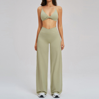 Meilleures ventes, ensembles de yoga personnalisés pour femmes, 2 pièces, leggings larges pour femmes, tenues de sport pour la salle de sport