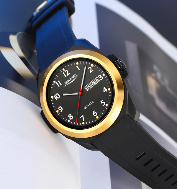 SKMEI 2472 High Luxury Analog Quartz Movement Stainless Steel Case Watch for Men Waterproof Silicone Band Watch for Men Business