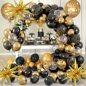 Kit per arco a palloncino nero e oro per la decorazione della festa di nozze di compleanno di laurea - Product Image 1