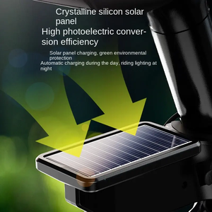 Feu arrière de <span class=keywords><strong>vélo</strong></span> rechargeable à énergie solaire USB C Super Bright Night Riding Safety Rear Light Indicateur LED Bicycle Light - Product Image 4