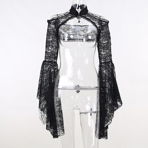 Nouveau Cardigan Élégant Style Gothique Rétro 2026, Fin, Creux, Respirant, Col Montant, Évasé, à Lacets, Style <span class=keywords><strong>Duster</strong></span>, pour Printemps Automne - Product Image 3