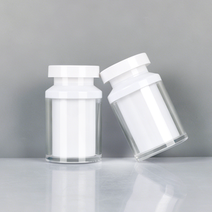Flacon de luxe sans air 100 ml en PS acrylique double couche de qualité médicale pour capsules et comprimés, avec bouchon - Product Image 1
