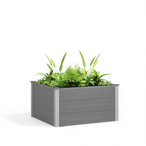Fioriera Rialzata Quadrata in Composito Legno-Plastica Grigio, Design Moderno, Verniciata a Polvere per Giardino - Product Image 1