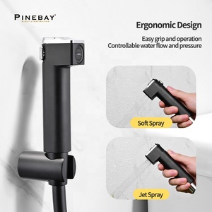 PINEBAY, высокое качество, горячая распродажа, черный распылитель для биде, спрей для унитаза, ручной спрей для биде с ПВХ-шлангом - Product Image 3