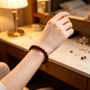Bracelet <span class=keywords><strong>en</strong></span> perles d'<span class=keywords><strong>ambre</strong></span> rouge sang naturel de 6-8 mm, bijou tendance pour femme, idéal pour le quotidien, les fêtes et les rendez-vous - Product Image 3
