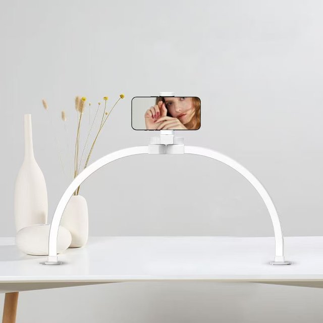 Foldable  LED Half Moon Arc Light 3000K-6000K Nail Desk Lamp Half Moon Light with Phone Holder