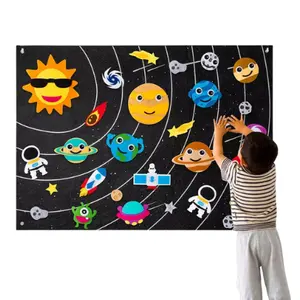 Factory wholesale Felt Space Theme Board Set Solar System Universe Storytelling Planets Alien Galaxy Study Wall Hanging Toy Boar
