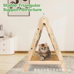 Solid Wood Cat Scratching <b>Post</b> Foldable Upright Indoor Cat Toy With <b>Scratch</b> Pad For Cats - Product Image 4