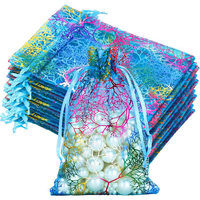 Sacs cadeaux en organza corail coloré transparent avec cordon de serrage pour bijoux, bonbons de mariage et Saint-Valentin