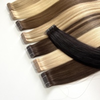 Extensions de cheveux à bandes adhésives fines en PU, super double drawn, cheveux humains vierges européens blonds, extensions de cheveux vierges à bandes adhésives invisibles