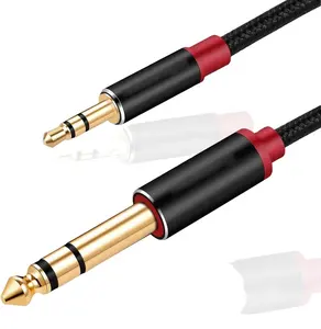 6.35mm Male to 3.5mm Male TRS Stereo Audio Cable with Zinc Alloy Housing and Nylon Braid Compatible with iPod Laptop