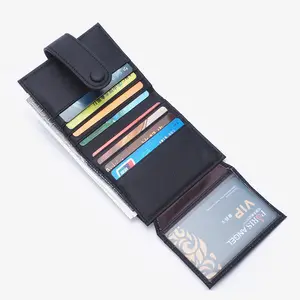 Prêt à expédier portefeuille en cuir véritable multi-fentes pour cartes portefeuille à pression porte-cartes porte-cartes en cuir