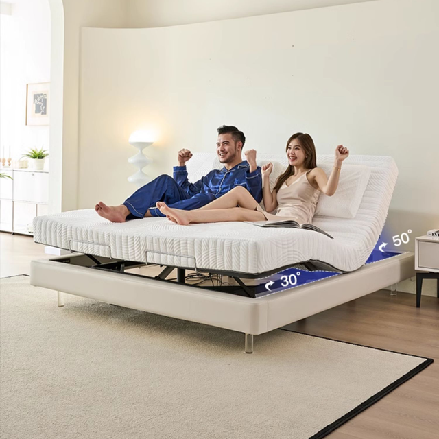 2024 New Design Intelligent Sleep Mattress Double Motor Automatic Lifting Adjustable for Bedroom Home Furniture Hospital