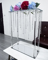 Support de centre de table rectangulaire en verre cristal pour décoration de mariage