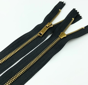 Directo de Fábrica, Venta al Por Mayor, Personalizado, Ecológico 4 #   <span class=keywords><strong>Cremallera</strong></span> metálica de latón de 25 cm con extremo cerrado para jeans, zapatos, prendas y bolsos - Product Image 3