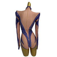 Scintillant violet strass combinaison danse justaucorps DJ chanteur spectacle scène Performance Costumes femmes fête célébration body