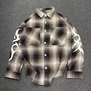 Camisa de Vestir de Manga Larga Extra Grande para Hombre, de Algodón 100% de Alta Calidad, Ecológica, con Letras Vintage, Impresión de Logotipo Personalizado con Serigrafía - Product Image 1
