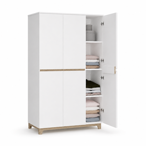 Armoire moderne sans poignées à 3 portes avec design bicolore minimaliste - Product Image 3