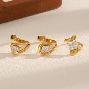 Geometric Zircon <b>Titanium</b> Steel <b>Ring</b> For Women Prong Setting Gift Jewelry - Product Image 3