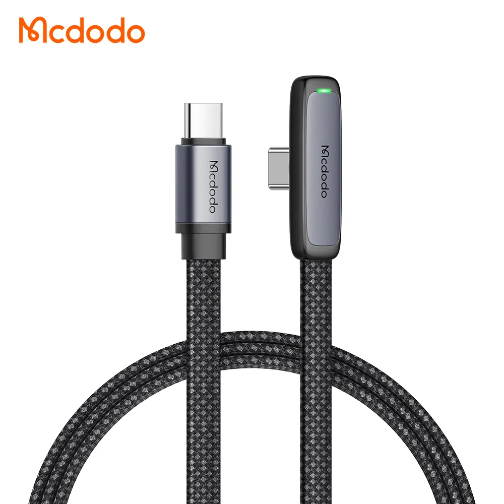 Mcdodo LED Aluminum Alloy Braid Type-C To Type-C 65W 60W Elbow PD Fast Charging Data Cable Usb C