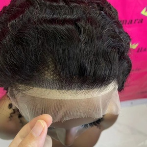 Amara parrucche per capelli umani già realizzate 100 capelli umani hd bob parrucca frontale in pizzo colla meno ricci neri per le donne ricci d'acqua profonda - Product Image 3