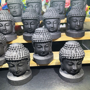 Vendita calda cristalli intaglio artigianato intagliato a mano Buddha personalizzare 8cm Shungite Buddha testa per la decorazione - Product Image 1
