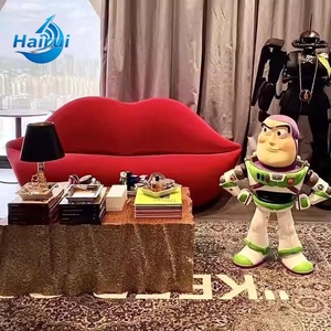 Canapé d'attente incurvé en FRP, style salon <span class=keywords><strong>de</strong></span> beauté, sculpture créative nordique Lèvres Rouges, pour salon <span class=keywords><strong>de</strong></span> <span class=keywords><strong>réception</strong></span> et <span class=keywords><strong>de</strong></span> loisirs - Product Image 3