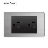 Prise murale double YH en aluminium brossé avec panneau tactile, interrupteur standard américain, prises 10A/20A, protection IP20, ports USB