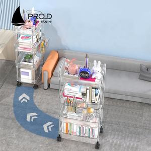 Estante <span class=keywords><strong>de</strong></span> almacenamiento transparente, libros <span class=keywords><strong>de</strong></span> aperitivos y artículos diversos, carrito móvil multicapa con ruedas, carrito <span class=keywords><strong>de</strong></span> almacenamiento - Product Image 4