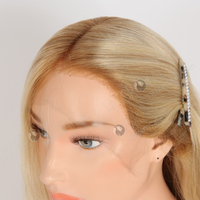 Perruque Lace Front longue blonde de 20 pouces indétectable cheveux européens lisses petite taille racines brunes pour les femmes caucasiennes