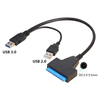 SATA a Dual USB3.0 USB2.0 Powered SATA Disco duro de 22 pines Externo 2,5 pulgadas/3,5 pulgadas SATA HDD SSD