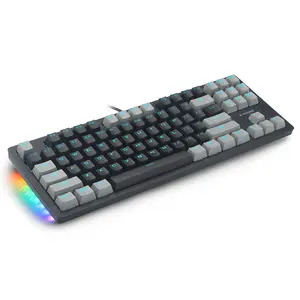 Black gray mechanical Keyboard 87 keys waterproof LED RGB mechanical gaming keyboards with multimedia function keys