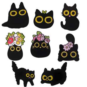 เข็มกลัดโลหะเคลือบแข็งแบบนิ่ม ลายการ์ตูนแมว แมวดำ เข็มกลัดติดเสื้อ รูปสัตว์ - Product Image 3