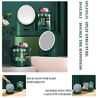 Organiseurs de maquillage avec miroir LED et ventilateur, grande capacité, boîte de rangement et de présentation de cosmétiques