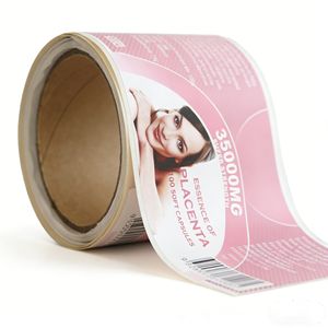 Étiquette autocollante blanche imperméable de haute qualité pour bouteille et pot, impression de luxe pour produits de santé, petit rouleau - Product Image 2