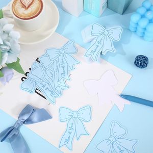 Carte de remerciement et de placement de table personnalisable avec nœud rose et bleu pour petites entreprises, restaurants, mariages et fêtes - Product Image 6