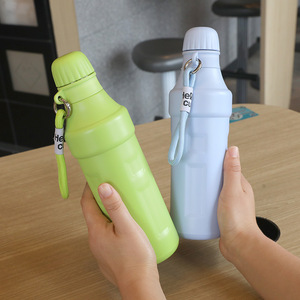 Bouteille d'eau isotherme octogonale de 500 ml en acier inoxydable 304 avec couvercle en PP et cordon de transport, gobelet isotherme portable, logo personnalisé - Product Image 5