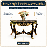 Console en bois massif de style palais français, table de séparation de style européen pour hall d'entrée, console en placage de bois pour villa, meubles de villa