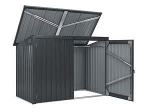 3'x7'ft in metallo mobile Design del tetto a spiovente e chiusura a chiave giardino esterno intelligente contenitore della spazzatura negozio all'aperto - Product Image 2