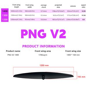 Axis PNG 1400 V2 Aile avant en fibre de carbone pour SUP, pêche, Efoil, bateau de pêche, planche de surf, kitesurf, foil, hydrofoil - Product Image 2
